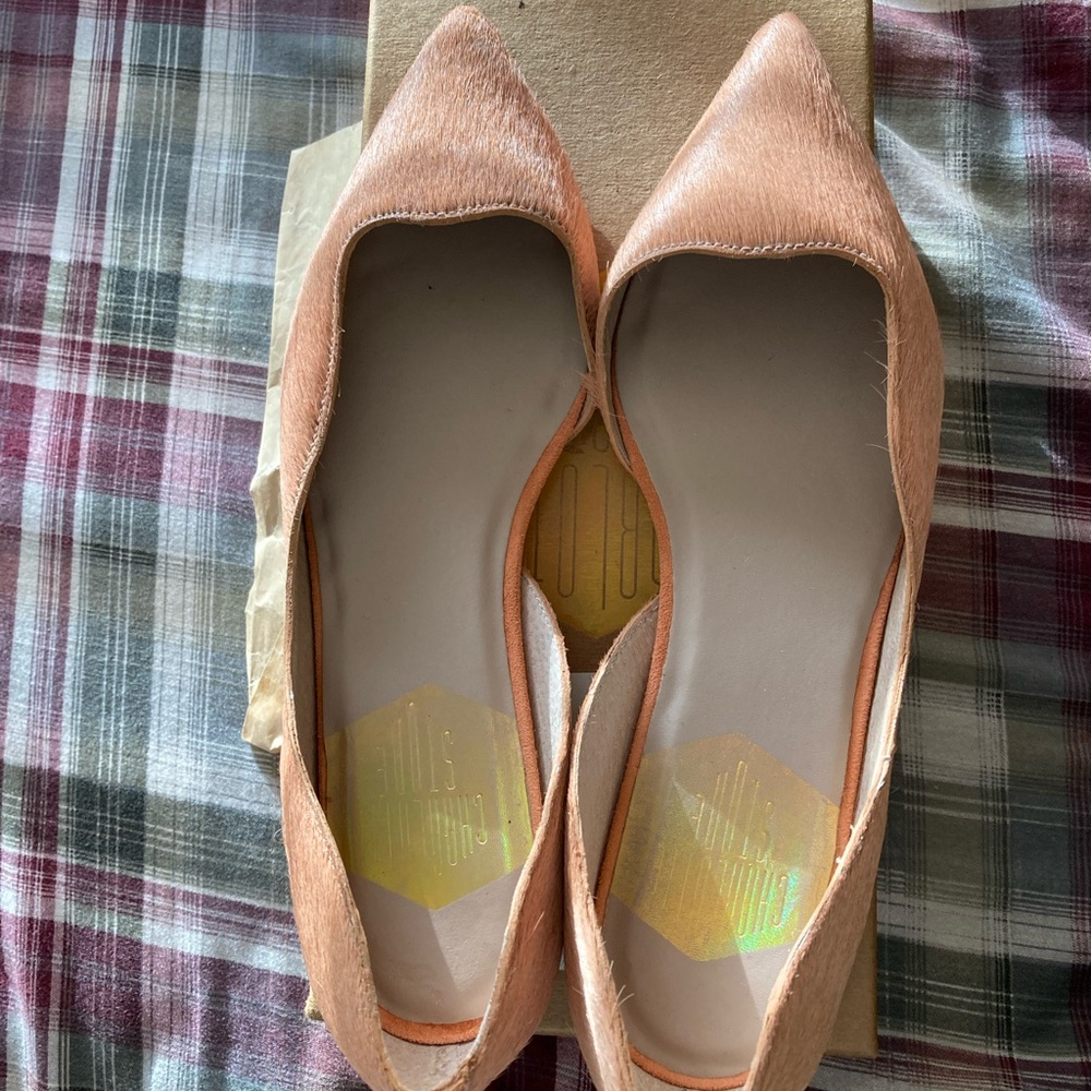 Charlotte Stone Greta calf hair d’Orsay flat in peach